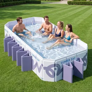 Mandla 10ft Foldable Garden Tub, Non-Inflatable AboveGround Swimming Pool, Rectangular Outdoor Backyard Pool for Family Summer tiktokshopspringglowup