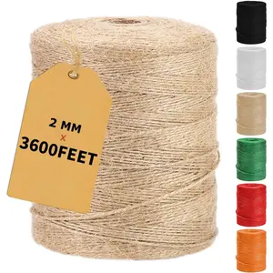 3600Feet  Jute Twine String, Bulk  Jute Rope Cord Twine for Crafts Gardening,  Wrapping, Arts & Crafts, Wedding Decor, Packing Material Burlap Ribbon