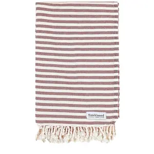 Sunkissed Bermuda Sand Free Beach Towel in Red & Off White