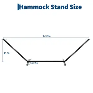 Universal Heavy Duty Double Hammock Stand, 550 Lbs Large Capacity Outdoor Patio Swing Holder, Fits 9-14 Ft Hammocks, Black Sturdy Backyard Furniture