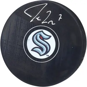 Jordan Eberle Seattle Kraken Autographed Hockey Puck - Fanatics Authentic Certified