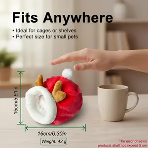 Christmas Elk Hamster House - Warm Plush Bed for Winter Small Animals Cozy Winter Retreat Ideal for Hamsters and Similar Pets