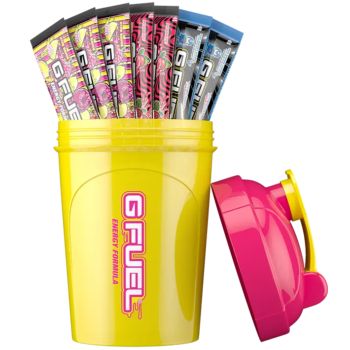 G FUEL Starter Kit | Shaker Cup + Powdered Single-Serving Energy Stick Packs