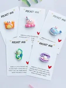 5pcs Adorable Ocean Animal Pocket Hug Cards Featuring Seahorses, Starfish, Jellyfish, Crabs, Greeting Cards Perfect for Birthdays, Weddings, Parties, Graduations, Teacher's Day And Home Decoration,Fun Holiday Gifts, Fun Party Cards
