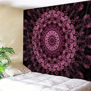 1 Sheet, Vibrant Bohemian Mandala Pattern Polyester Tapestry for Wall Hanging, Living Room Bedroom Office Home Decor, Comes with Free Installation Package piggy bank