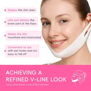 Sakura V-Line Lifting Face Mask 25g ， Japanese Cherry Blossom Snatched Jawline Sheet Mask ， 3D Tightening & Firming Sagging Skin ， Lift & Contour Facial ， Single Use Travel