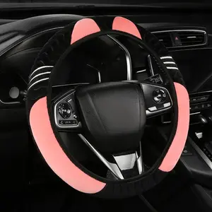 Car Steering Wheel Cover, 1 Count Plush Car Steering Wheel Protector, Universal Car Interior Decoration Accessories for Women & Girls, Pink