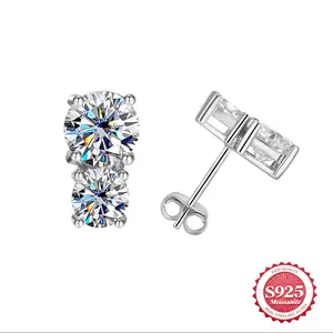 1.5ct Moissanite Stud Earrings Four Prongs Synthetic Yellow/Green/Blue Diamond Classic Men Women Fashion Jewelry Anniversary Gift