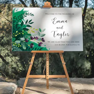 Personalized Wedding Welcome Sign - Simple Minimalistic Modern Design for Wedding Reception & Rehearsal Dinner Decor - Customizable with Names Date & Event Location - Available in Multiple Sizes & Materials - Perfect for Entryways & Easel Displays Boho