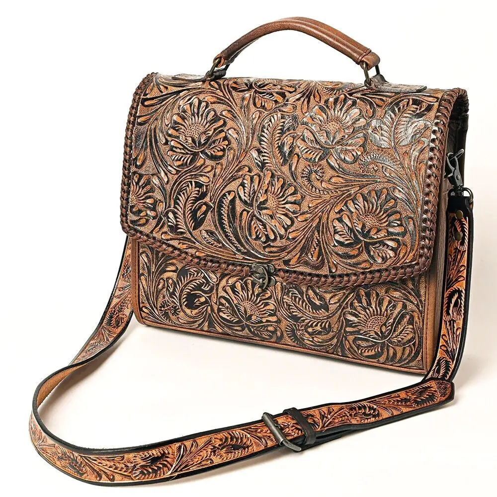 Park County Hand Tooled Leather Briefcase