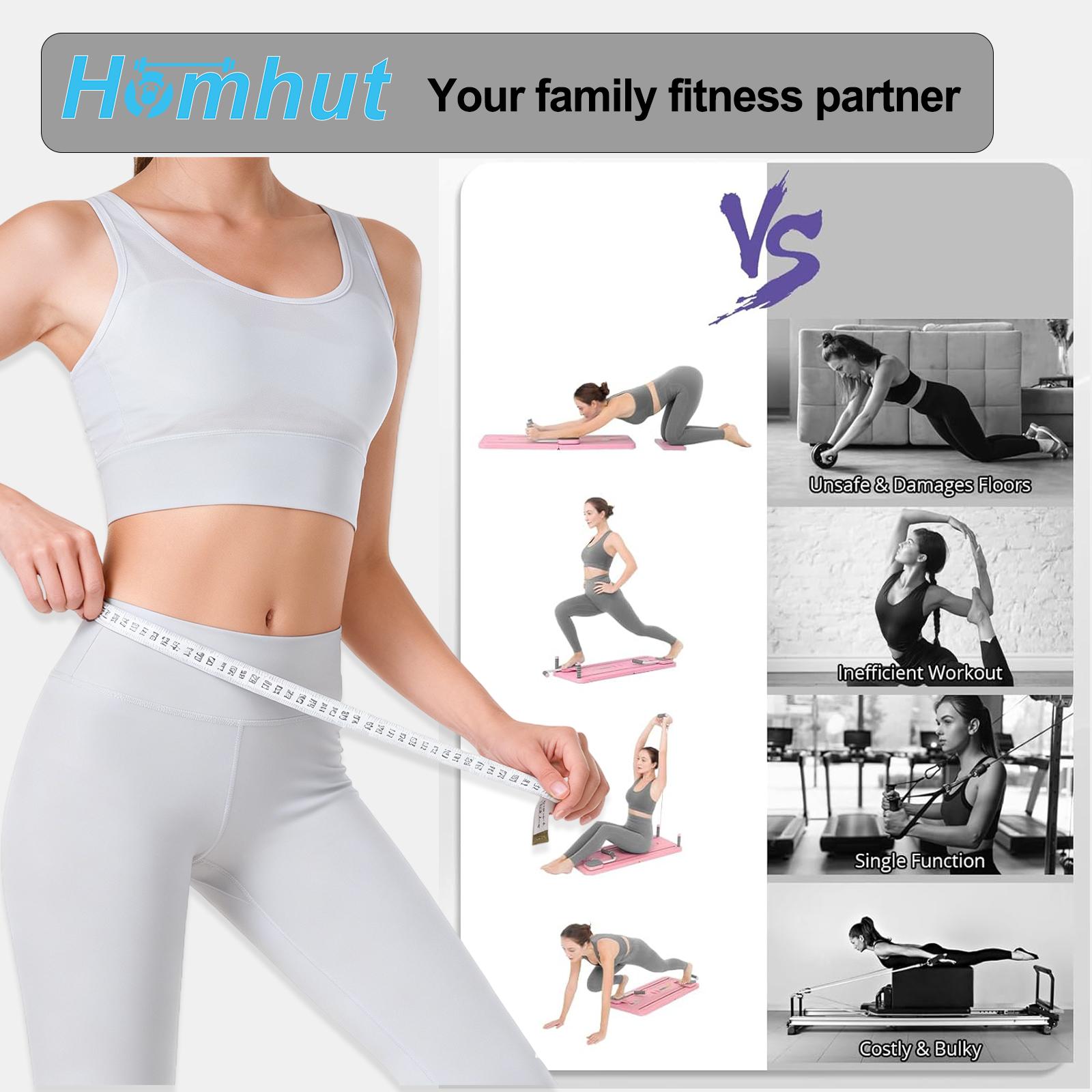 Multi-functional Pilates Workout Board, Foldable Core Strength Training Equipment, 300LBS Load-Bearing Home Fitness Tool for Full Body Exercise