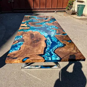 [BSO008] Black Walnut Wood Epoxy Table custom epoxy river slab table, Executive Desk, Custom Large Epoxy River Table, Solid Wood Slabs Table, Large Computer Office Desk Workstation, Business Furniture for Home Office