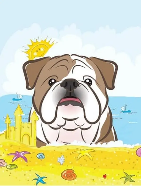 English Bulldog Decorative Rectangular Outdoor Garden Flag for Summer Beach Use