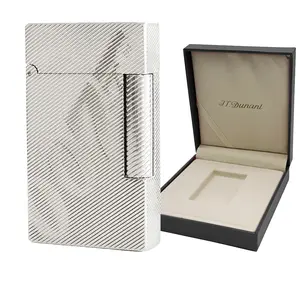 JT. Dunant 007 Limited Edition Lighter with Diagonal Engraving & Spiral Ignition Wheel Gold Plated Brass Refillable Smoking Accessory