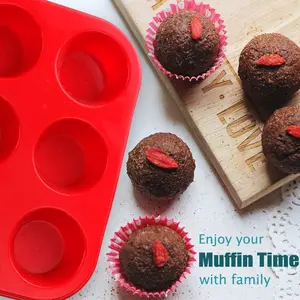 6-Piece Round Muffin Cup Silicone Baking Mold Set, Durable & Flexible Design, Perfect for Cakes, Pastries, Desserts, Kitchen Essentials, Silicone Muffin Pan, Silicone Molds