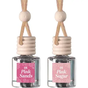 Car Air Hanging Fragrance Oil Diffuser – Car Air Freshener Diffuser for Essential Oils - Scents Fragrance Aromatherapy Automobile Diffuser -Long Lasting - Pink Sugar + Pink Sands -2 Pack