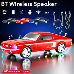 Retro Classic Car Bluetooth Speaker with Radio, Portable Stereo Audio Device, Deep Bass, Colorful LED Lights, 393.7in Connection Range, USB Rechargeable, 3H Playtime, Aux Input for Home Decor Gifts