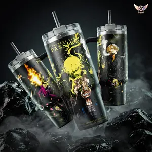 Sanji Vinsmoke Black Leg 40oz Tumbler Quote Design Vacuum Insulated Stainless Steel Cup with Comfort Handle Leak-Proof Straw Hot Cold Beverage Container for Otaku & Weeb Birthday Gift for OneP Fans Day