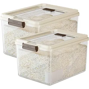 Airtight Rice & Flour Storage Container,  Grade PP PET , Large Capacity 20lbs & 30lbs Clear Lid,Kitchen Pantry Organization Dry  Cereal Grain Sugar Pasta Canister