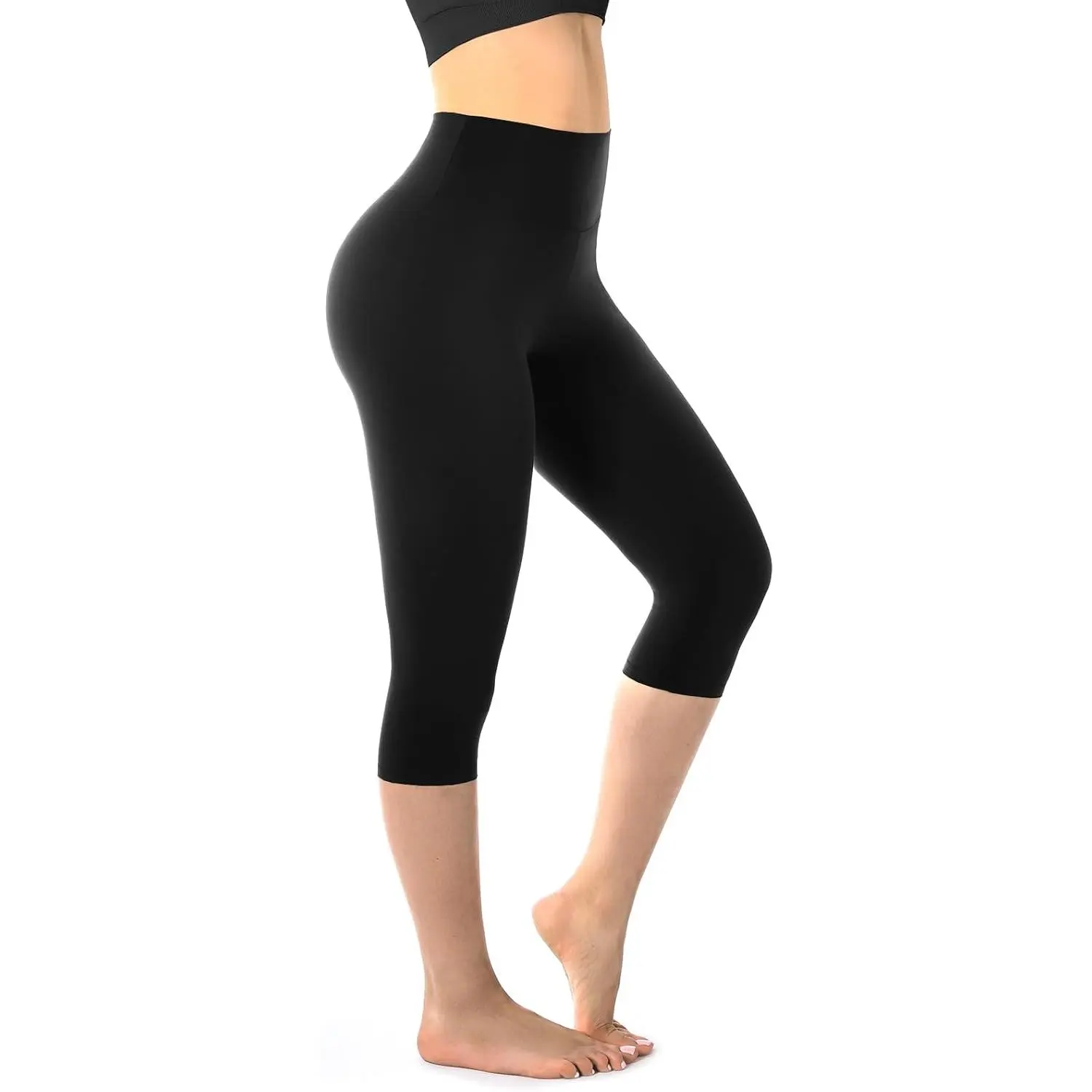 Women's High Waisted Cropped Leggings, Butter-Soft Opaque Polyester Mix Activewear with Tummy Control for Yoga & Fitness, Women Workout Clothes, High Waist Compression, Fitness Training Pant, Capri, Clothes For Women