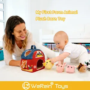 Baby Farm Animal House Plush Toy, Interactive Playhouse for Toddlers, Soft Adorable Stuffed Animals for Early Learning & Development