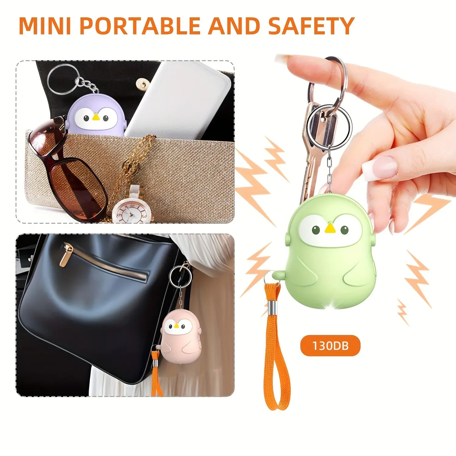 2 In 1 Mini Portable Personal Alarm With 130dB Alarm Sound SOS LED Light Built in Battery Safe Sound Secutiry Alarm Emergency Safety Alarm Security Alarm For Women, Girls, Men, Elderly Gift