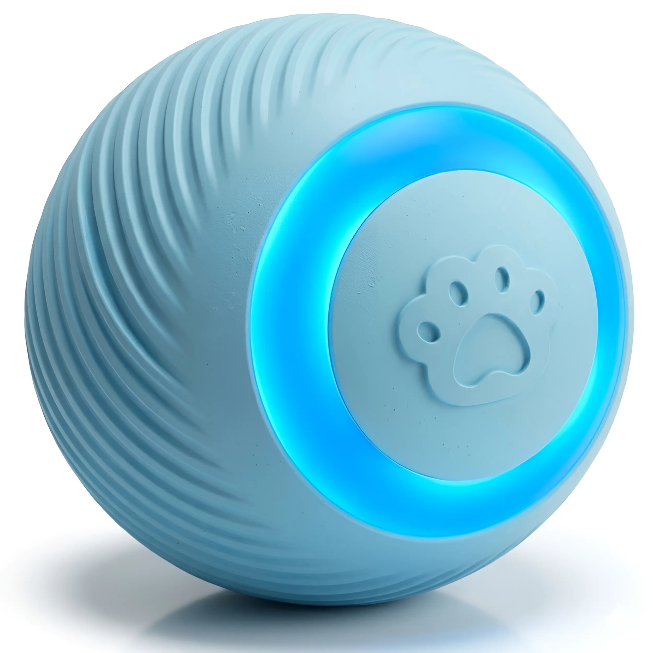 Interactive Cat Toy Ball with 3 Play Modes Automatic Rolling RGB Lights E-TPU Smart Moving Bouncing for Cats Baby Blue