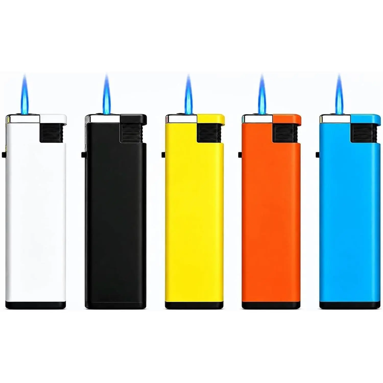 5 Pack Refillable Metal Fire Igniter Wind Resistant Jet Flame with Child Safety Lock Adjustable Heat, Multipurpose Outdoor Fire Starter for Camping Grill Kitchen Fire Hearth