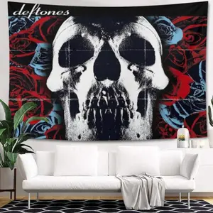 Deftones Tapestry Skull Art Poster for Bedroom Living room Art Wall Hanging Home Decoration Wall Blanket Party Decoration Photo Print