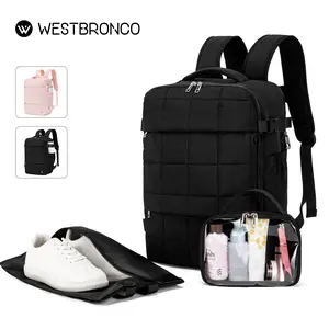 WESTBRONCO Gift Idea Puffer Travel College Backpack,17 inches Laptop Backpack for Road Travel,30L Carry on Backpack for Airplanes with Shoe Bag&Storage Bag for Fall Organized Daypack Gift for her
