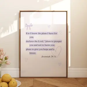 Jeremiah 29 11 Wall Art Purple Christian Wall Art Trendy Bible Verse Prints Bible Verse Wall Art Christian Girl Wall Art Confirmation Gift - No Frame