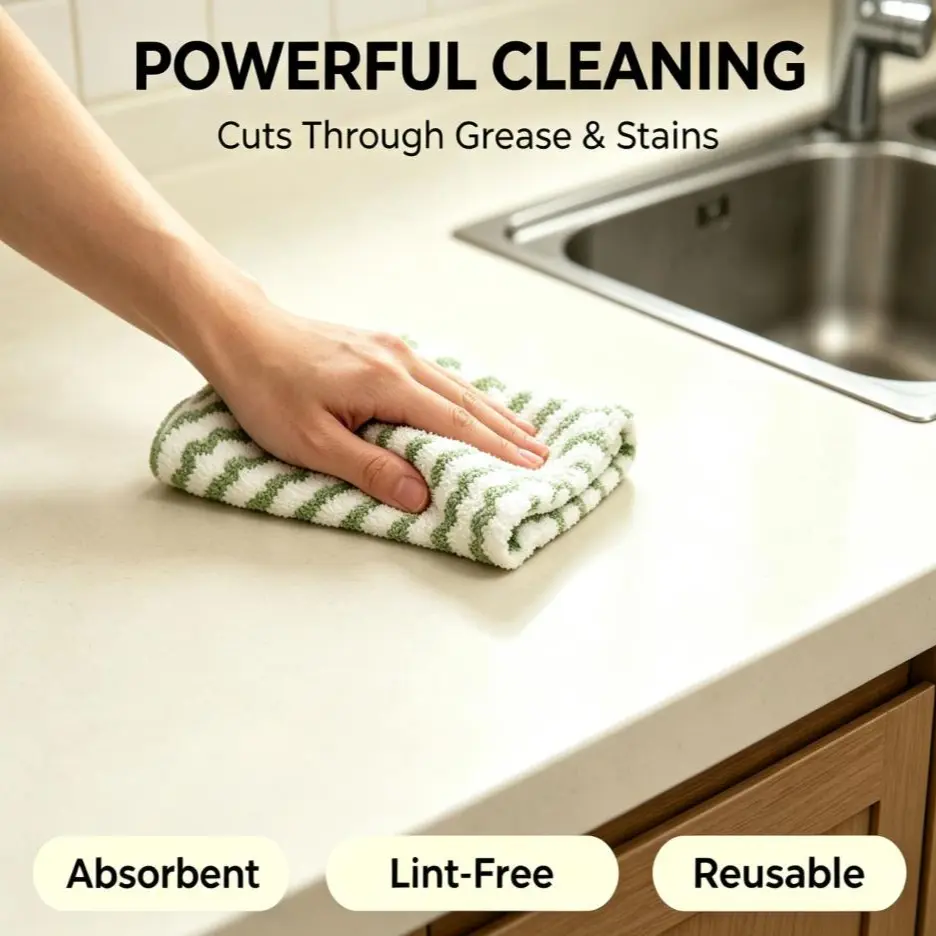 Microfiber Coral Velvet Dish Cloths, 9.8''x9.8'' Thick Absorbent Kitchen Cleaning Towels, Lint Free Reusable Grease Wiping Rags, Heat Resistant Pot Holders, Pink Green Blue Household Cleaning Cloths Smooth Wipe