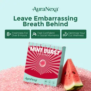AuraNexa Edible Perfume Candy Watermelon Mint | 0 Sugar & 0 Calories | 8H+ Long Lasting Fresh Breath | 3X Cooling Mint Burst | Multi-Probiotics for Gut Balance & Root-Cause Odor Elimination | The Ultimate Kissing Hack for Couples