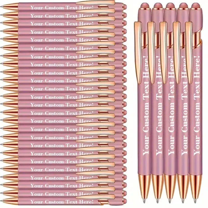 30-Pack Blue Premium Engravable Ballpoint Pens with Stylus Tip - Comfortable Grip, Office Stationery for College Students, Back to School Gift Set