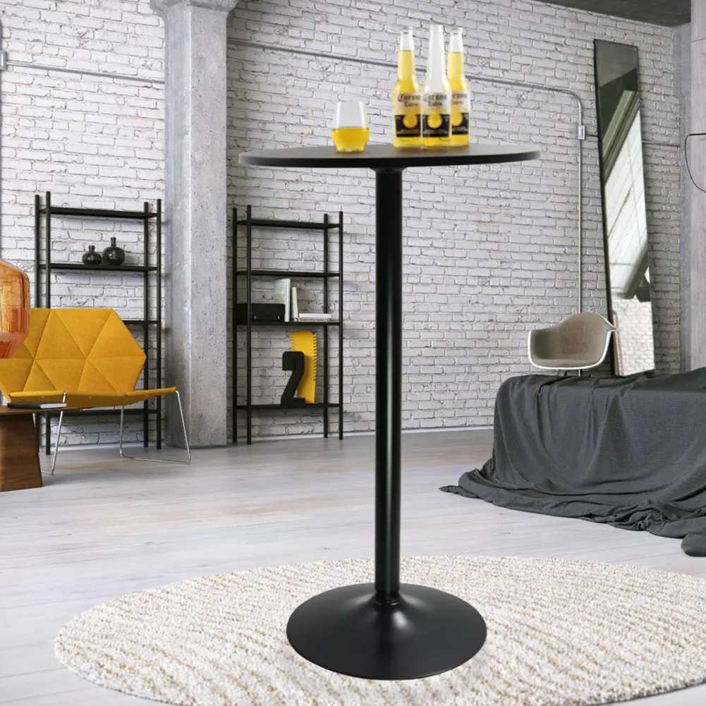 KKTONER 23.6-Inch Flat-Top Circular Bar Table - 41.5H, Black - for Cocktail Bar, Pub Dining, Circular Bar Tables, Flat-Top Bar Tables