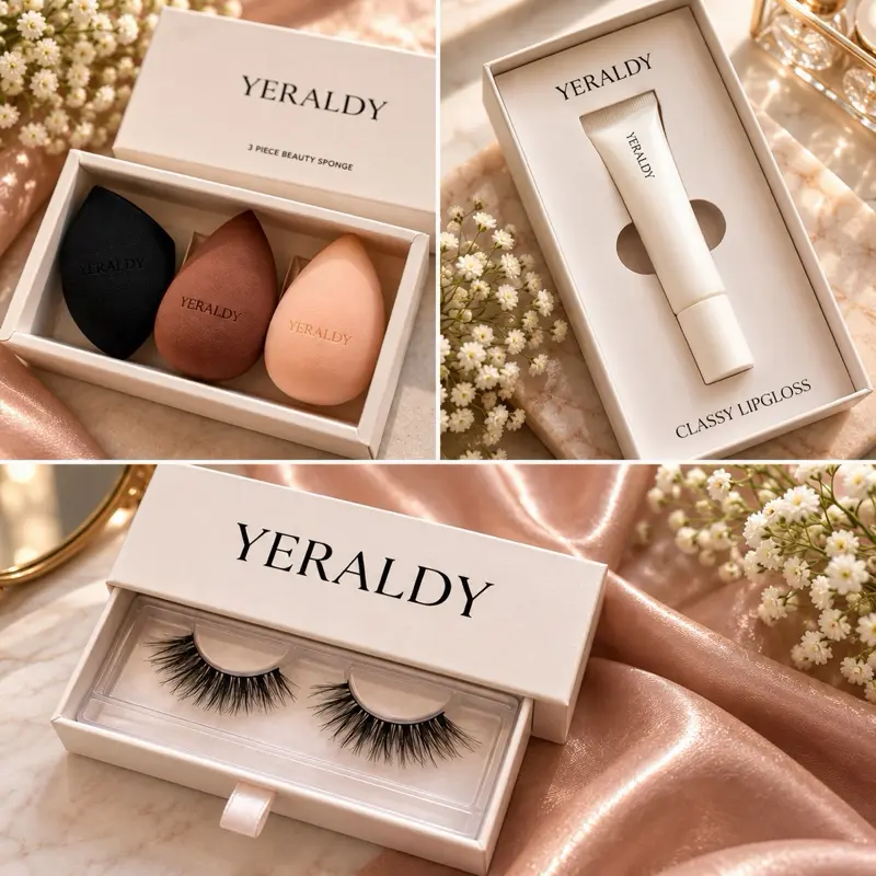 Yeraldy Makeup bundle- Lip Gloss ,Beauty Sponge & Classy Eyelashes