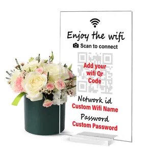 Miracle Prints Acrylic QR Code Wifi Sign for Coffee Table - Durable Custom Sign Featuring Wifi Porter Feature for Guests & Desk Decor