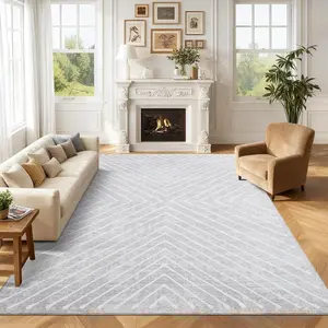 8x10 Area Rug for Living Room Washable Rug Non Slip Large Bedroom Rug Stain Resistant Dining Room Throw Contemporary Accent Carpet Ultra Soft Modern for Home Decor Office Grey