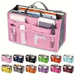 Portable Handbag Organizer Insert with Zipper & Mesh Pockets, Sturdy Compartment Divider, Easy to Transfer Between Different Bags-Memorial Day