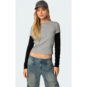 Edikted Women's Lucine Layered Long Sleeve T-Shirt