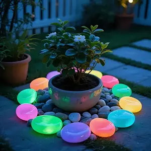 31pcs Glowing Stones Set, 4.5cm Diameter, Perfect for Garden Landscaping, Pathway Decor, Fish Tank, Starry Sky, Romantic Night Lights, Garden Accessories