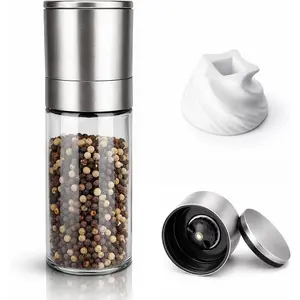 Professional Salt or Pepper Grinder– Stainless Steel Refillable Pepper Mill with Adjustable Coarseness, Ceramic Rotor, Reliable & Portable Design (1)