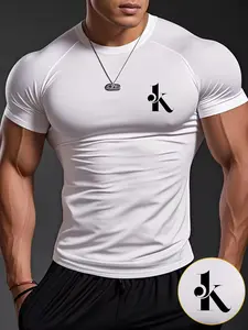 Men's Tight-Fitting Shaping Short Sleeve Fitness T-Shirt, Available in Black, White, Grey, Navy Blue