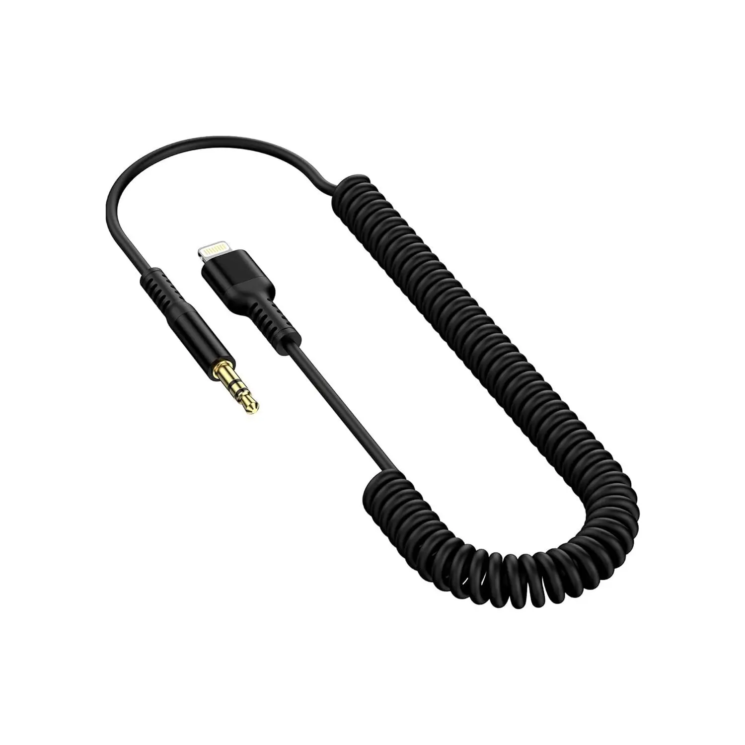 Aux Cord, Aux to 3.5mm Coiled Lightning Cable Auxiliar Audio Male Cable for iPhone 14 Pro Max 13 12 11 XS XR 8 Plus, Mfi Certified Apple Auxiliary Ox Wire for Car Home Stereo Speaker Headphone
