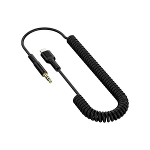 Aux Cord, Aux to 3.5mm Coiled Lightning Cable Auxiliar Audio Male Cable for iPhone 14 Pro Max 13 12 11 XS XR 8 Plus, Mfi Certified Apple Auxiliary Ox Wire for Car Home Stereo Speaker Headphone