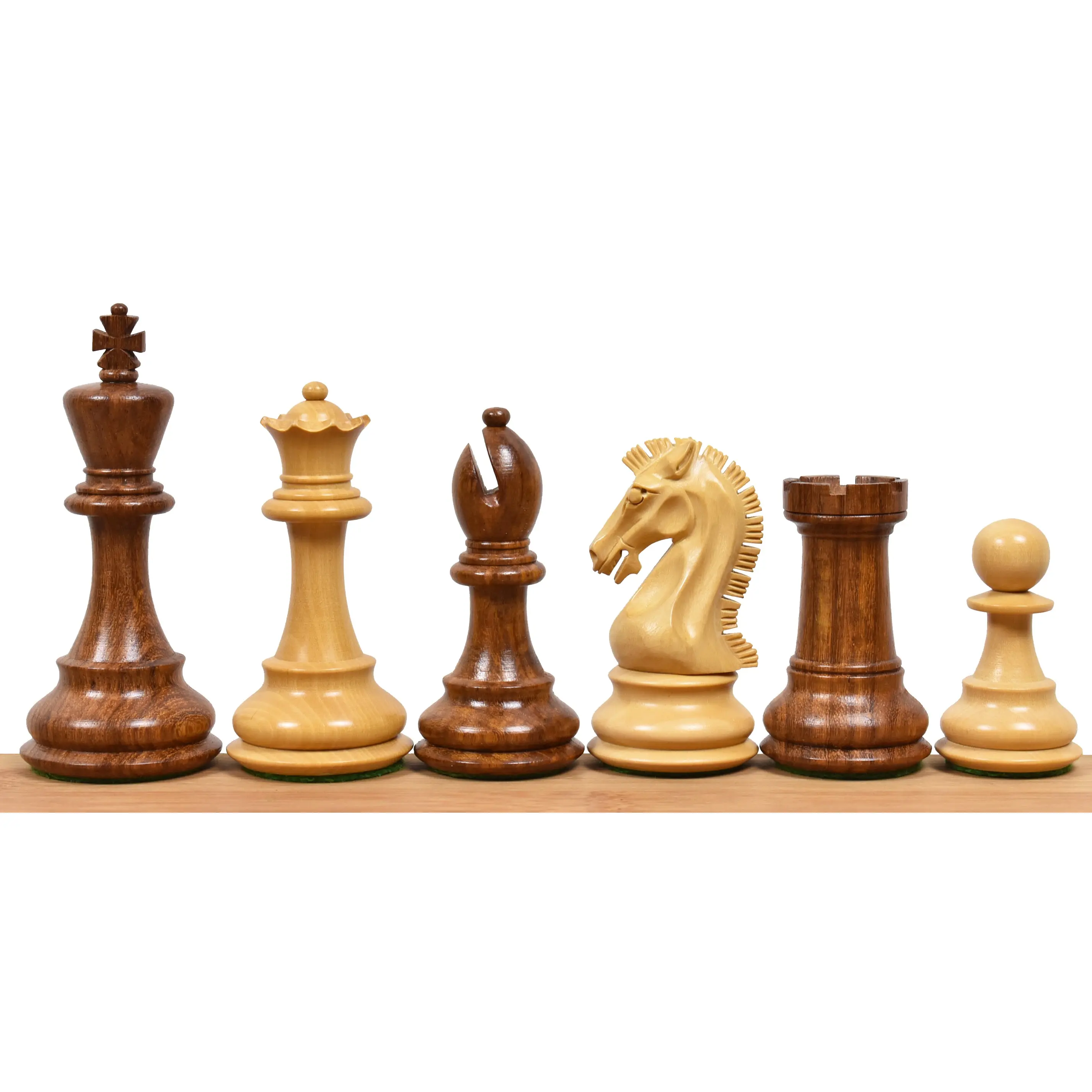 3.9" Craftsman Knight Staunton Chess Set- Chess Pieces Only - Double Weighted Golden Rosewood