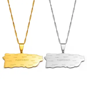 Hot selling Puerto Rico Map PR Country Pendant Necklace Jewelry Women Puerto Ricans Unisex Flag