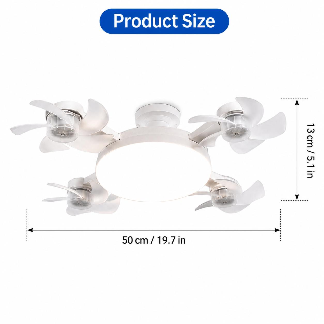 Modern Drone Style Ceiling Light with Foldable Mini Fan Blades, LED Flush Mount Lamp with Remote Control, E27 Socket Fixture for Bedroom Apartment Home