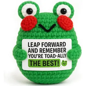 Frog Gifts for Women, Cute Positive Crochet Frog Inspirational Desk Office Decor, Birthday  for Coworker , Going  Retirement Present