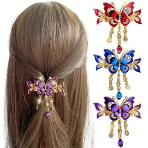 Rhinestone Decor Butterfly Design Hair Clip, 3 Counts Elegant Hair Accessories for Women & Girls, Fashionable Hair Accessories for Party, Daily Clothing Decor